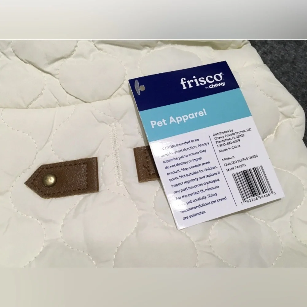 Frisco Pet Apparel M Dog / Cat Faux Fur Trim Cream Ruffle Vest Dress